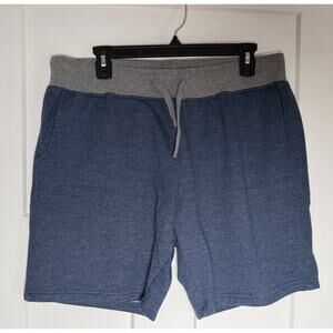 Burlebo Shorts Mens LARGE Blue Gray Sweat Shorts Drawstring Fleece Casual Preppy